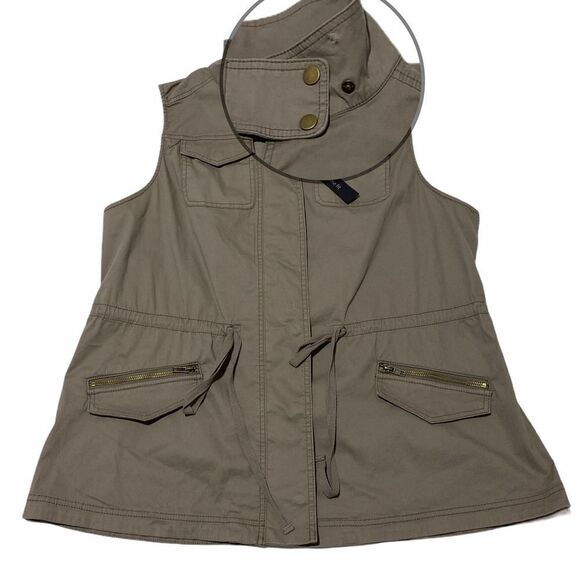 INTRO. Brown Utility Button Down Vest Jacket 1X - Picture 2 of 11
